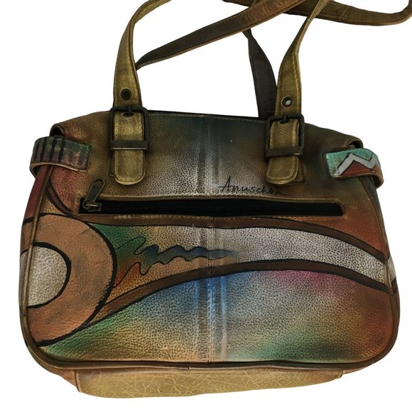 Anuschka NEVER USED Handpainted Leather Buckle Shoulder Bag Southwest - Picture 4 of 13